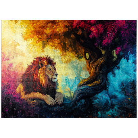 puzzleplate Lion Under a Jungle Tree 1000 Jigsaw Puzzle
