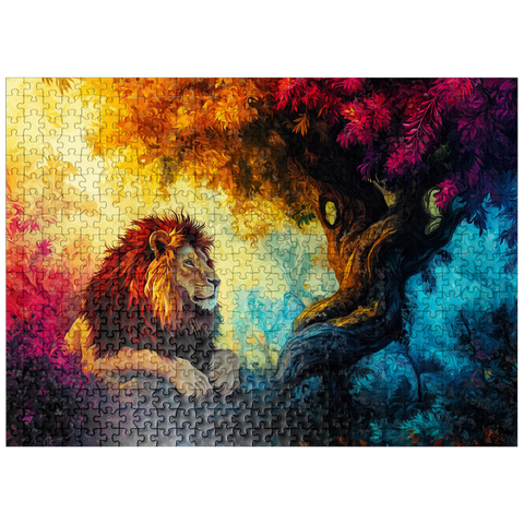 puzzleplate Lion Under a Jungle Tree 500 Jigsaw Puzzle
