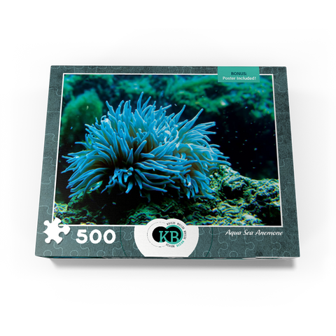 Sea Life Photography: Aqua Sea Anemone 500 Jigsaw Puzzle box view3
