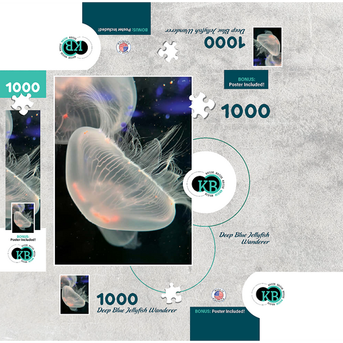 Sea Life Photography: Deep Blue Jellyfish Wanderer 1000 Jigsaw Puzzle box 3D Modell