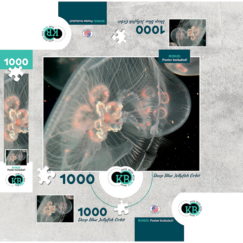 Sea Life Photography: Deep Blue Jellyfish Orbit 1000 Jigsaw Puzzle box 3D Modell