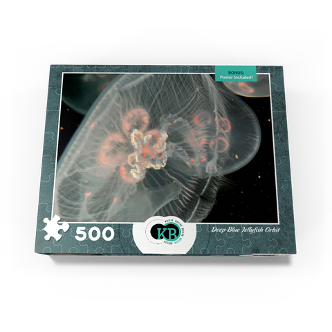 Sea Life Photography: Deep Blue Jellyfish Orbit 500 Jigsaw Puzzle box view3