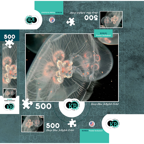 Sea Life Photography: Deep Blue Jellyfish Orbit 500 Jigsaw Puzzle box 3D Modell