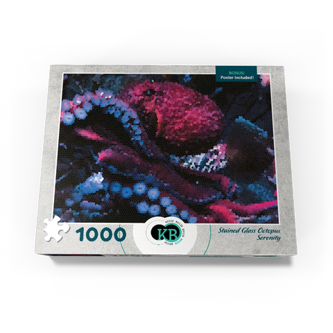 Stained Glass Abstract: Octopus Ocean Serenity 1000 Jigsaw Puzzle box view3