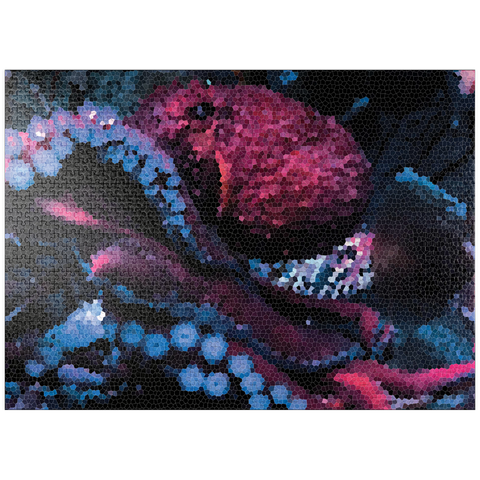 puzzleplate Stained Glass Abstract: Octopus Ocean Serenity 1000 Jigsaw Puzzle