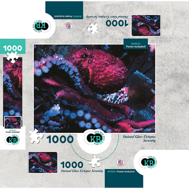 Stained Glass Abstract: Octopus Ocean Serenity 1000 Jigsaw Puzzle box 3D Modell