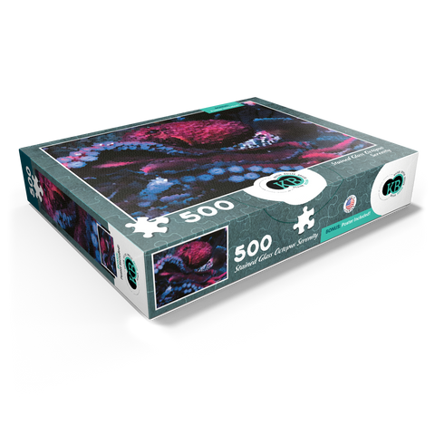 Stained Glass Abstract: Octopus Ocean Serenity 500 Jigsaw Puzzle box view1