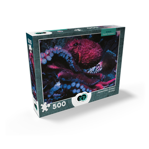 Stained Glass Abstract: Octopus Ocean Serenity 500 Jigsaw Puzzle box view2