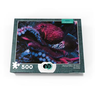 Stained Glass Abstract: Octopus Ocean Serenity 500 Jigsaw Puzzle box view3