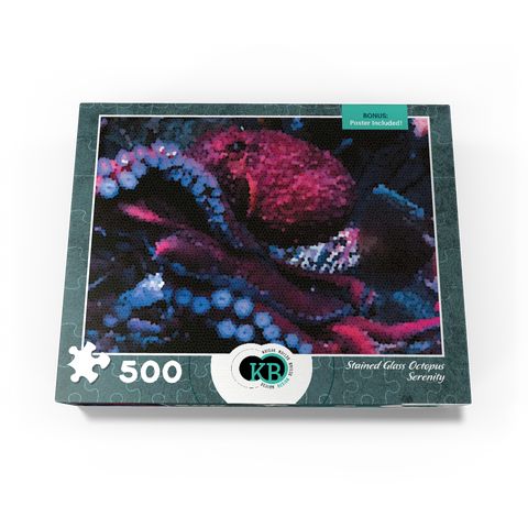 Stained Glass Abstract: Octopus Ocean Serenity 500 Jigsaw Puzzle box view3