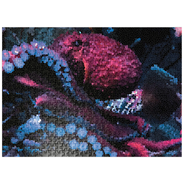 puzzleplate Stained Glass Abstract: Octopus Ocean Serenity 500 Jigsaw Puzzle