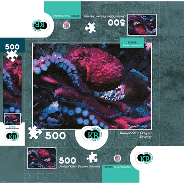 Stained Glass Abstract: Octopus Ocean Serenity 500 Jigsaw Puzzle box 3D Modell