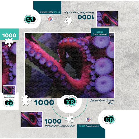 Stained Glass Abstract: Ocean Octopus Abyss 1000 Jigsaw Puzzle box 3D Modell
