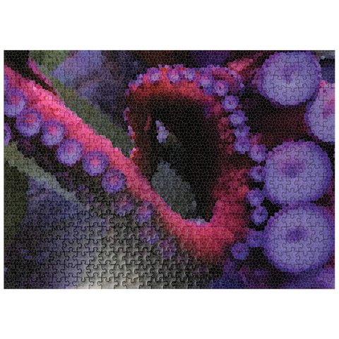 puzzleplate Stained Glass Abstract: Ocean Octopus Abyss 500 Jigsaw Puzzle