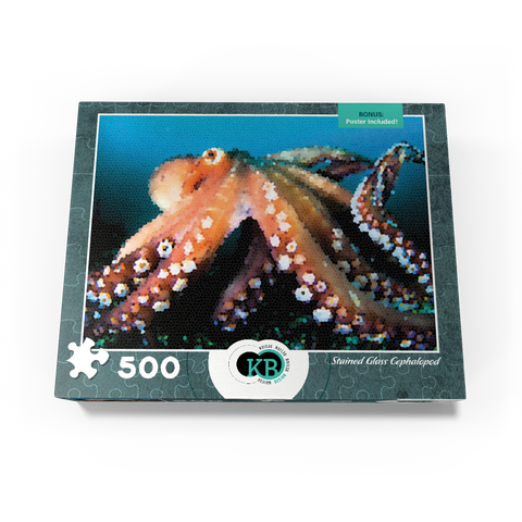 Stained Glass Abstract: Ocean Octopus Cephalopod 500 Jigsaw Puzzle box view3