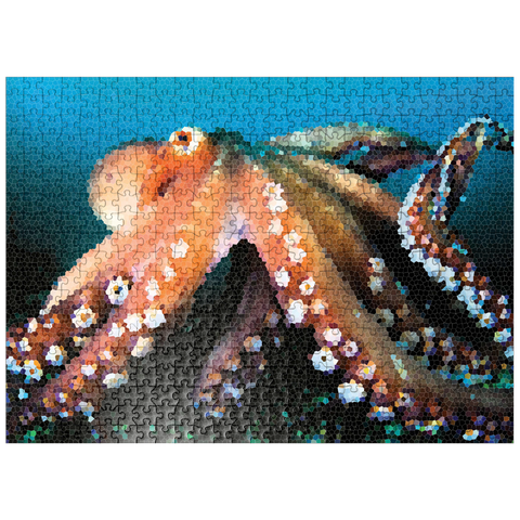 puzzleplate Stained Glass Abstract: Ocean Octopus Cephalopod 500 Jigsaw Puzzle