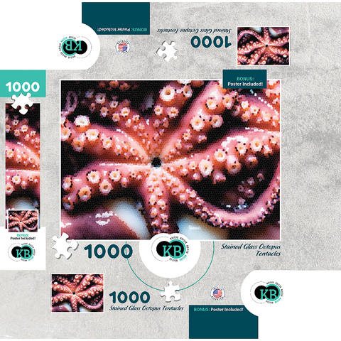 Stained Glass Abstract: Ocean Octopus Tentacles 1000 Jigsaw Puzzle box 3D Modell