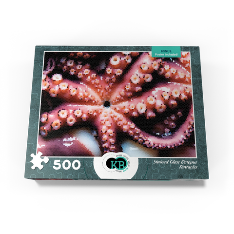 Stained Glass Abstract: Ocean Octopus Tentacles 500 Jigsaw Puzzle box view3