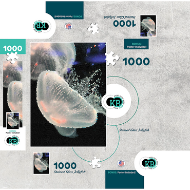 Stained Glass Abstract: Ocean Jellyfish 1000 Jigsaw Puzzle box 3D Modell