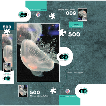 Stained Glass Abstract: Ocean Jellyfish 500 Jigsaw Puzzle box 3D Modell
