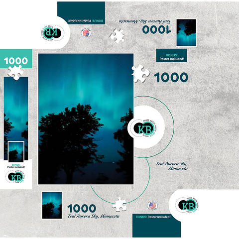 Nature Photography: Northern Lights, Aurora Night Sky, Minnesota, USA 1000 Jigsaw Puzzle box 3D Modell