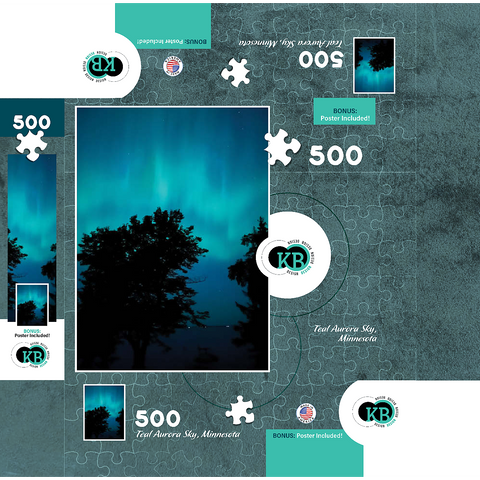 Nature Photography: Northern Lights, Aurora Night Sky, Minnesota, USA 500 Jigsaw Puzzle box 3D Modell