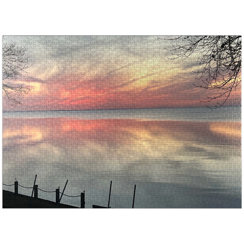 puzzleplate Nature Photography: Tranquil Minnesota Sunset, Mille Lacs Lake 1000 Jigsaw Puzzle
