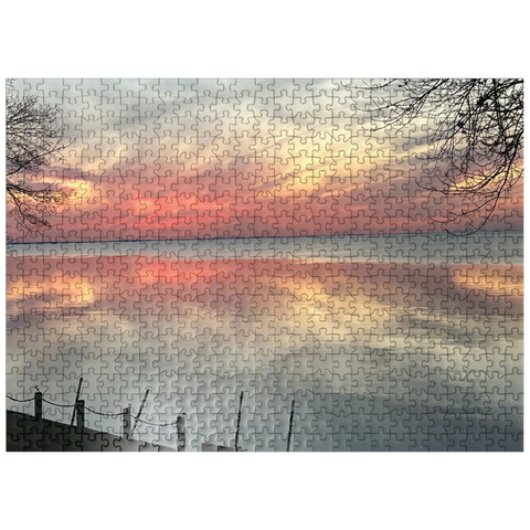 puzzleplate Nature Photography: Tranquil Minnesota Sunset, Mille Lacs Lake 500 Jigsaw Puzzle