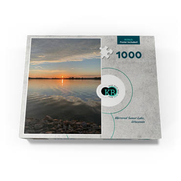 Nature Photography: Mirrored Sunset Lake, Wisconsin, USA 1000 Jigsaw Puzzle box view3