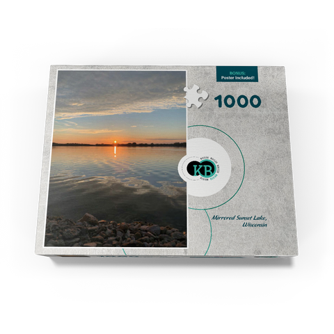 Nature Photography: Mirrored Sunset Lake, Wisconsin, USA 1000 Jigsaw Puzzle box view3