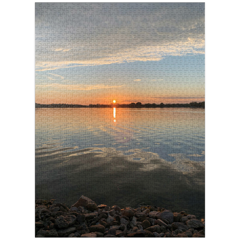 puzzleplate Nature Photography: Mirrored Sunset Lake, Wisconsin, USA 1000 Jigsaw Puzzle