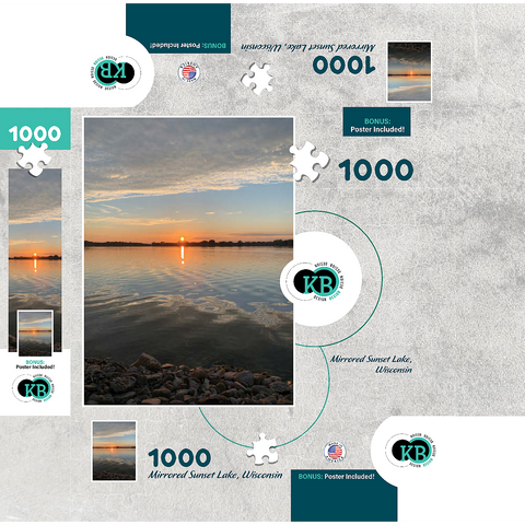 Nature Photography: Mirrored Sunset Lake, Wisconsin, USA 1000 Jigsaw Puzzle box 3D Modell