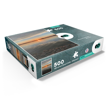 Nature Photography: Mirrored Sunset Lake, Wisconsin, USA 500 Jigsaw Puzzle box view1