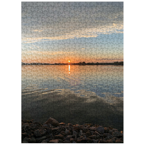 puzzleplate Nature Photography: Mirrored Sunset Lake, Wisconsin, USA 500 Jigsaw Puzzle