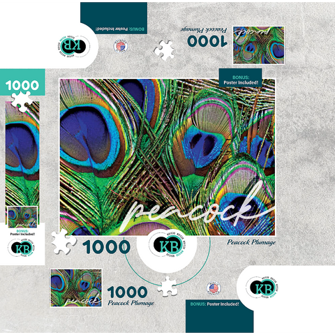 Animal Photography: Peacock Feathers Plumage, Birds no.2 1000 Jigsaw Puzzle box 3D Modell