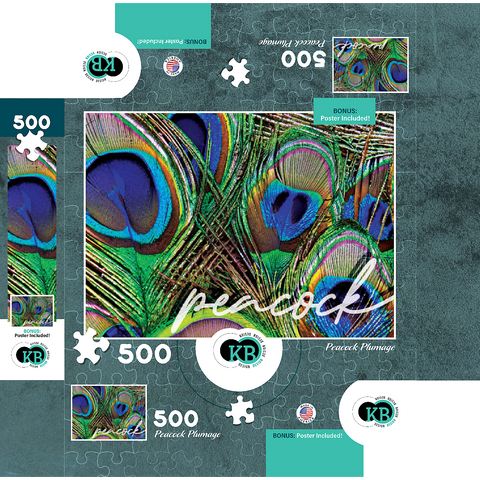Animal Photography: Peacock Feathers Plumage, Birds no.2 500 Jigsaw Puzzle box 3D Modell