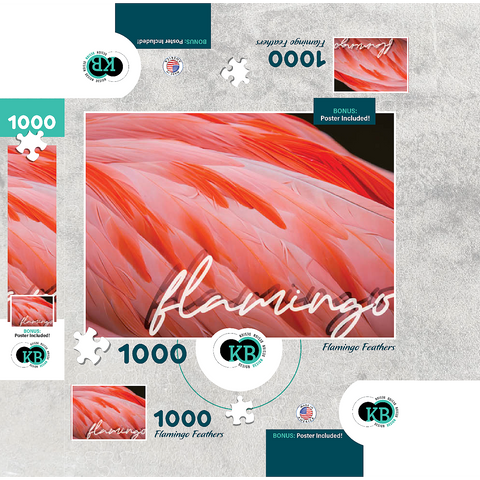 Animal Photography: Flamingo Feathers, Birds no.3 1000 Jigsaw Puzzle box 3D Modell
