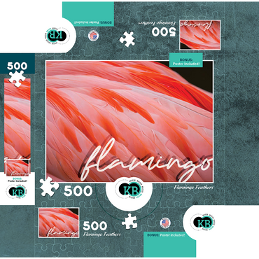 Animal Photography: Flamingo Feathers, Birds no.3 500 Jigsaw Puzzle box 3D Modell