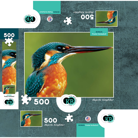 Animal Photography: Birds, Majestic Kingfisher 500 Jigsaw Puzzle box 3D Modell