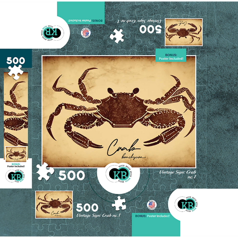 Vintage Artwork: Crab Sign, no.1 500 Jigsaw Puzzle box 3D Modell