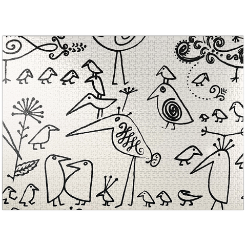 puzzleplate Illustration Artwork: Hieroglyphic Birds, no.2 1000 Jigsaw Puzzle