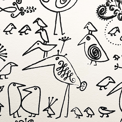 Illustration Artwork: Hieroglyphic Birds, no.2 1000 Jigsaw Puzzle 3D Modell