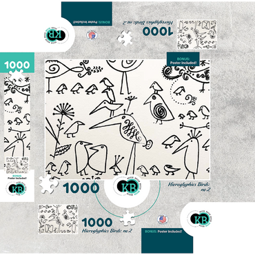 Illustration Artwork: Hieroglyphic Birds, no.2 1000 Jigsaw Puzzle box 3D Modell