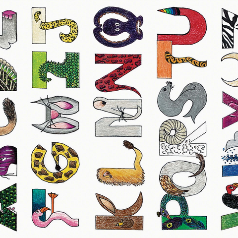 Illustration Artwork: Hand-Drawn Alphabet Animals 500 Jigsaw Puzzle 3D Modell