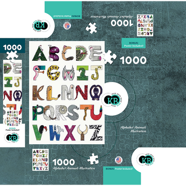 Illustration Artwork: Hand-Drawn Alphabet Animals 500 Jigsaw Puzzle box 3D Modell