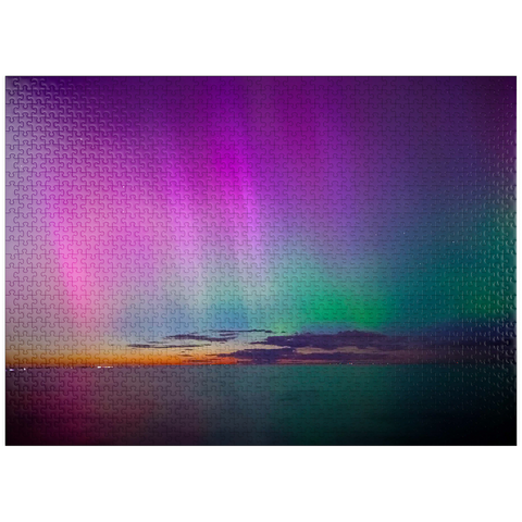 puzzleplate Nature Photography: Northern Lights, Colorful Lake Aurora 1000 Jigsaw Puzzle