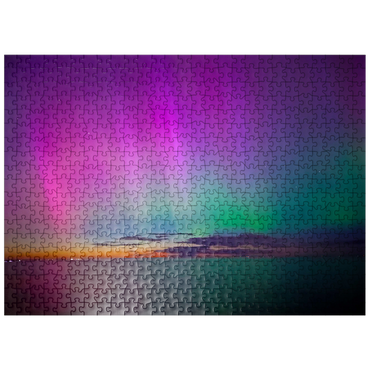 puzzleplate Nature Photography: Northern Lights, Colorful Lake Aurora 500 Jigsaw Puzzle