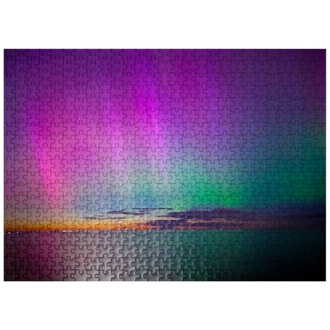 puzzleplate Nature Photography: Northern Lights, Colorful Lake Aurora 500 Jigsaw Puzzle