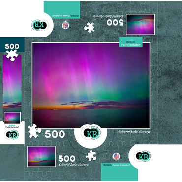 Nature Photography: Northern Lights, Colorful Lake Aurora 500 Jigsaw Puzzle box 3D Modell