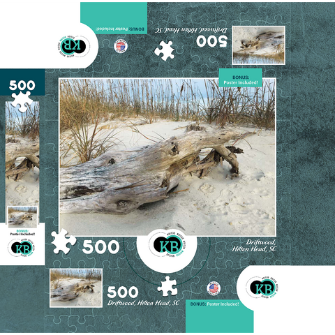 Nature Photography: Beach Driftwood, Hilton Head, South Carolina 500 Jigsaw Puzzle box 3D Modell
